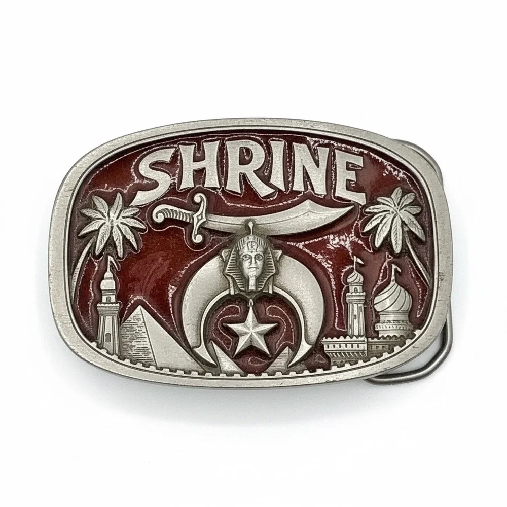 The Great‎ American Buckle Co Shriners Belt Buckle Red Enamel Vintage 1986 1801